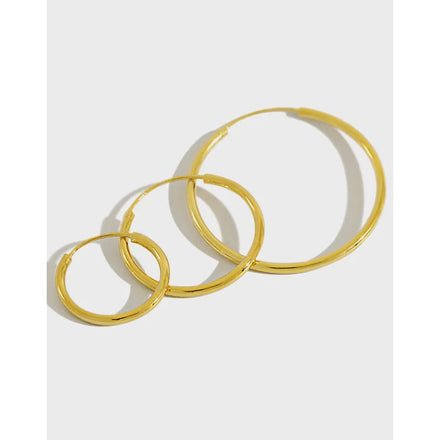 925 Sterling Silver Minimalist Hoop Earrings Personality 18K Gold Earrings Female Fashion Statement Earrings Jewelry for Girls