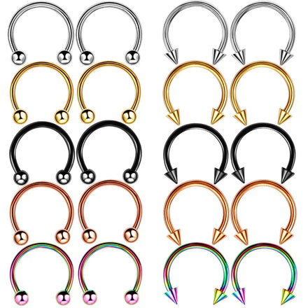 Hot Sale Nostril Piercing Jewelry Faux Septum C Shape Hoop Ring Non Piercing Stainless Steel Silver Black Gold Nose Ring