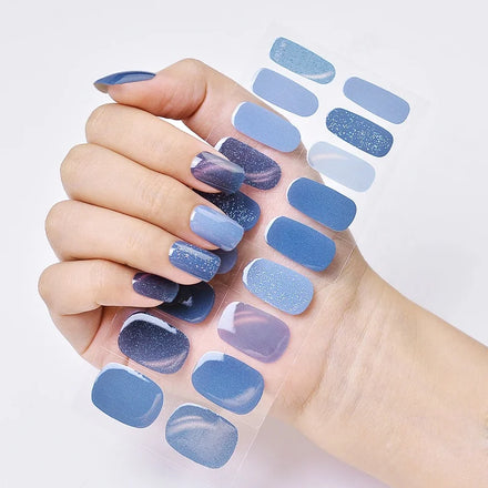 Wholesale Custom Design Semi Cured Gel Nail Sticker Tickers Solid Elegant 3d Uv Gel Nail Art Polish Wrap Strips 2023 With Lamp