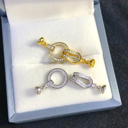 C261 925 Sterling Silver 18K Gold Plated Pearl Clasp for Jewelry Wholesale Metal Cord Ends Clasp Necklace or Bracelet Clasp