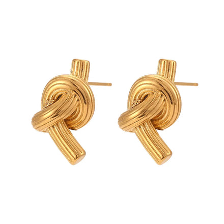 Niche Design Stud Earrings Fashion Stainless Steel Earrings Exaggerated Brushed Knotted Button Earrings for Women Girls