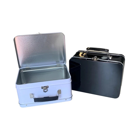 Ready to Ship Lunch Metal Tin Box with Black White and Silver Color Accept Logo Printing for Gift Craft Packaging