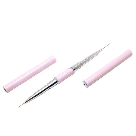 2 in 1 Double Use Pink Metal Handle Nylon Hair Custom Logo Liner Nail Art Brushes