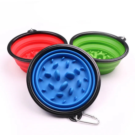 Multi-Purpose Travel BPA Free Collapsible Silicone Slow Feeder Dog Pet Bowl
