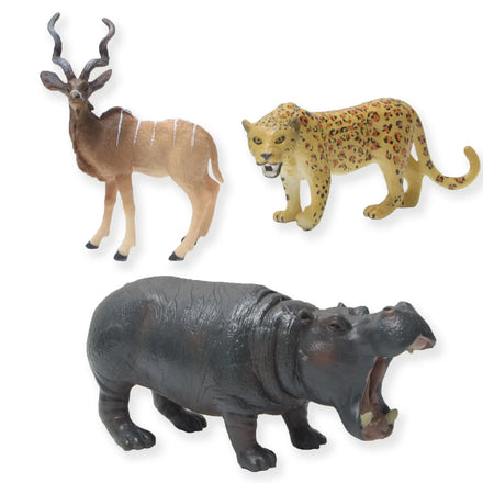PVC Realistic Durable Animal Figure Toys Leopard Kudu Hippo Simulation Animal Model Educational Toy for Kids