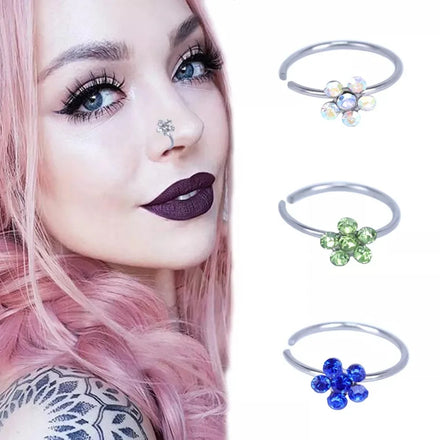New Arrival Custom Plum Blossom Shape Stainless Steel Zircon Flower Nose Rings Custom Luxury Crystal Wintersweet Nose Studs