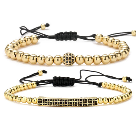 2023 Copper Beads Bracelet for Women Men Couple Charm Braided Adjustable Bracelets Set Jewelry Accessory Gift
