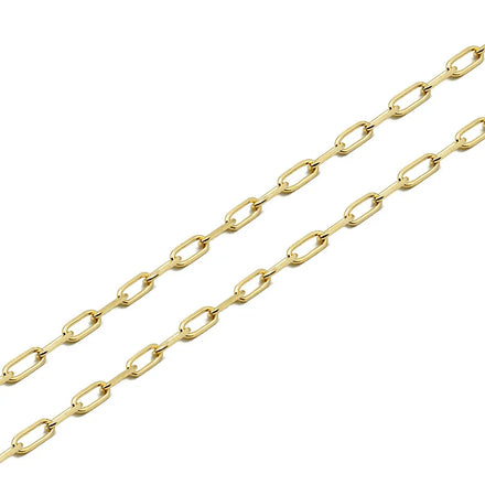 AU585 Wholesale 1.9mm Rectangle Cable Link Chain Necklace Cadenas De Oro14K Solid Gold Paperclip Chain for Men
