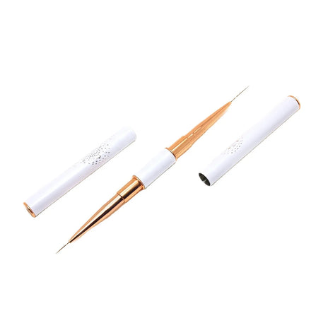 High Quality Double Ended White Rose Gold Metal Handle Different Sizes Thin Drawing Nail Art Brushes