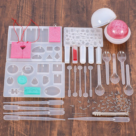 Hot Selling New 77pcs Set Crystal Glue Dropping Tool Set Handmade Jewelry Pendant Mold Spoon Stirring bar Bit