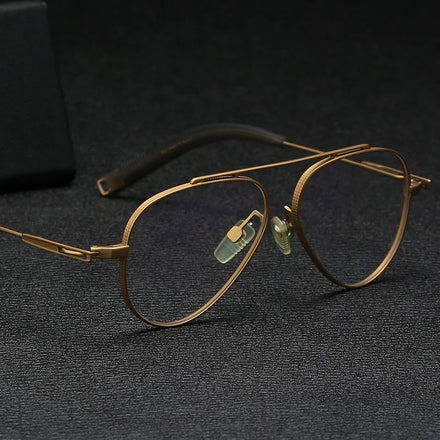 Double Bridge Lens Eyeglasses for Men Vintage Pure Titanium Optical Frames Imported Spectacles Comfortable Double Bridge Design