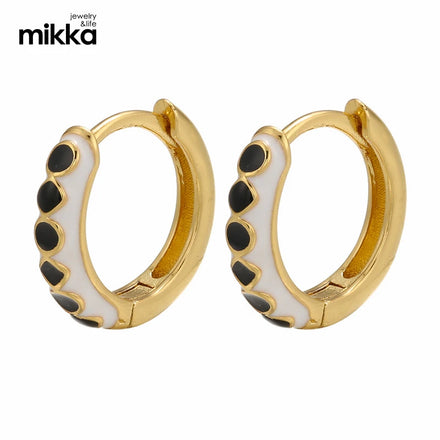 High Quality Gold Plating Multi Colors Drop Oil Round Hoop Earrings White Oil Dripping Circle Clip on Earring
