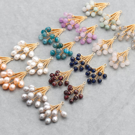 M734 4pcs/lot 18K Gold Plated Nickel Free REACH Pass Natural Stone & Pearl Metal DIY Pendants for Jewelry Making Findings