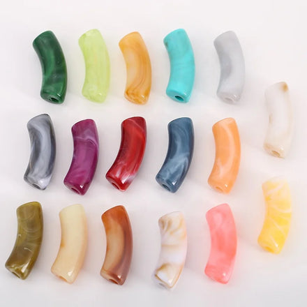 11 * 35mm Acrylic Double Color Elbow Beads Diy Bracelet Accessories Colorful Special-shaped Jade Beads