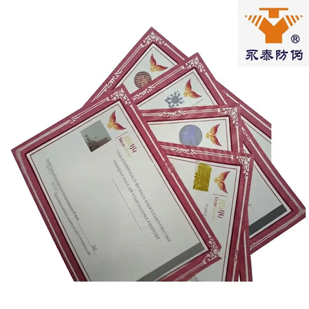 Hot Stamping Hologram Security Watermark Fiber Offset Paper A4 Size Watermark Certificate Embossing for Brochures Posters