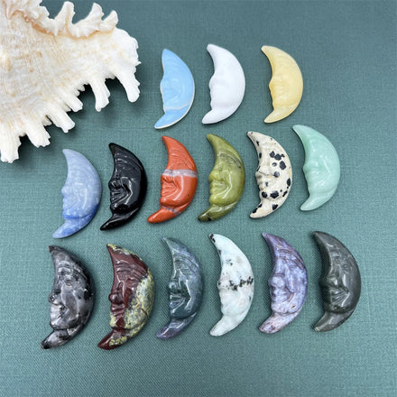 Wholesale Moon Pendant Home Decorations Natural Stones Healing Carved Crystal Crafts Opalite Crescent Moon for Christmas Decors