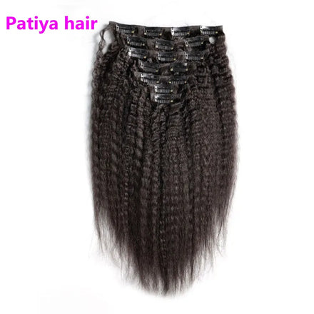 100 Grams Per Set Virgin Unprocessed Double Weft Malaysian Human Hair Clip-in Extensions for Women Kinky Straight Tangle-Free