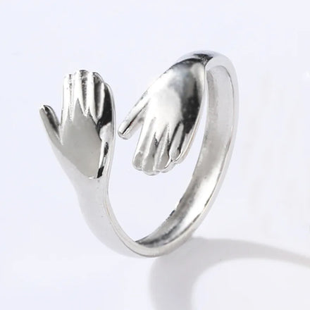 New Arrivals 18K Gold Plated Adjustable Couple Lovers Gold Silver Hug Rings for Girls Boys