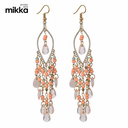European and American Style Sweet Personality Simple Earrings Boho Earrings Fashion Beads Tassel Earrings