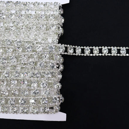 D021 3A Grade AB Color Flatback Chain Rhinestones Fashion Design Shoulder Chain Sew on Trimming 1 Row Close Chain