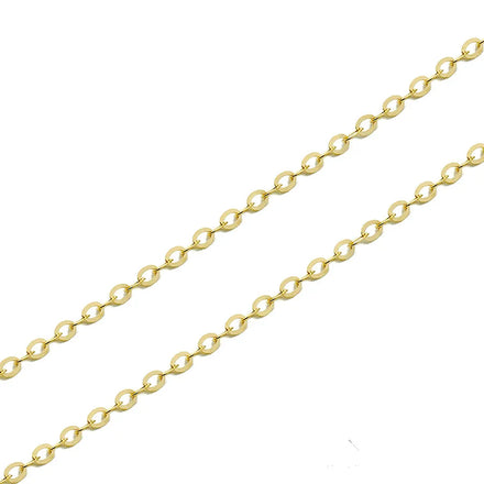 Fine 14 Karat Gold Thin Roll 1.7mm Flat Cable Link 14K Women Pure Gold Bulk Permanent Jewelry Chains 14k Solid Gold Roll