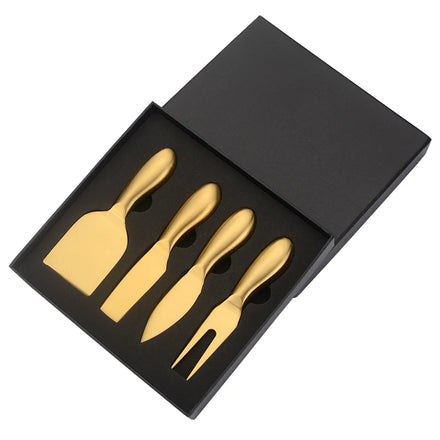 4-Piece Stainless Steel Cheese Knife Set with Butter Knife Gold Kitchen Utensils for Cheese Tools