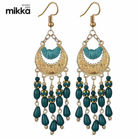 Bohemian Elegant Seed Bead Beaded Long Drop Tassel Earings Boho Jewelry Beads Handmade for Women