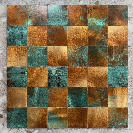 New Arrival Gold Metal Peel and Stick Square Sheet 12X12 Inkjet Printing Mosaic Tile Use for Wall