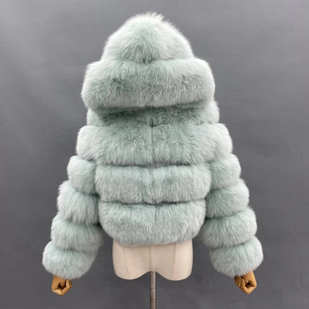 Winter Warm Elegent Raccoon Fox Fur Coat Ladies Short Jacket Women Winter Fur Coat