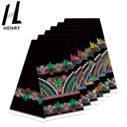 Henry Islander Style Printing Accept Small Order Polyester Clothing Fabrics for Garment Black Leisure Dress Skirt