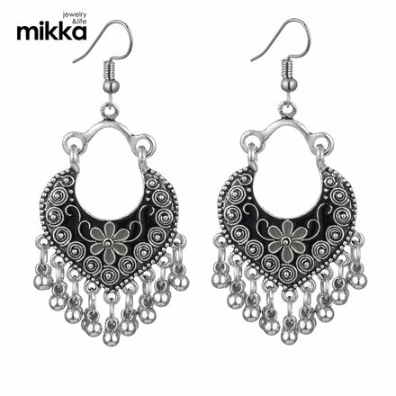Fashion Vintage Antique Alloy Hollow Out Carved Flower Dangle Earrings