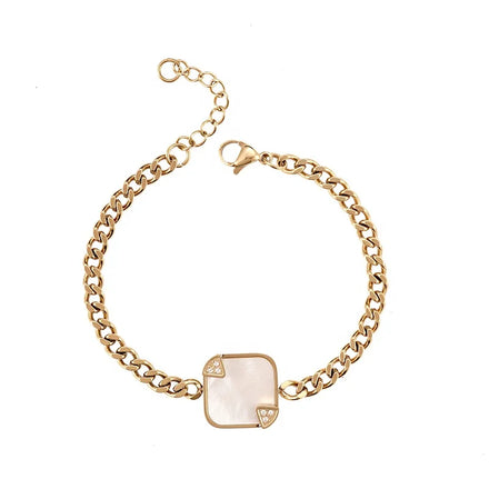 Latest 18K Gold Plated Stainless Steel Jewelry Square Shell Pendant for Women Gift Accessories Bracelets B222304