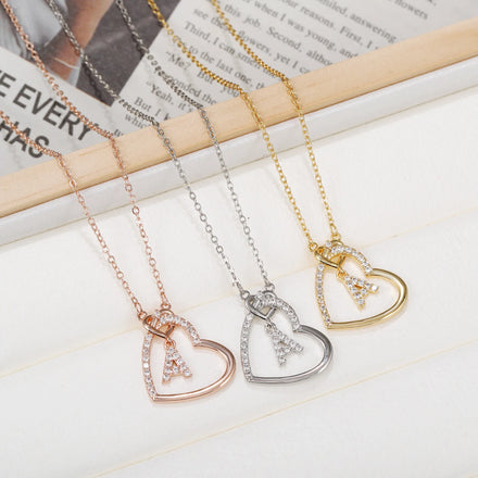 Hot Jewelry Zircon 24 Gold Plated Tinny Love Letter Necklace Heart Shaped Necklace Zircon Pendant Necklace for Women