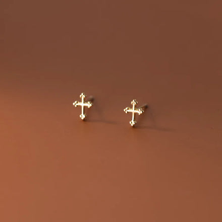 Wholesale Small Cross Shape 925 Sterling Silver 18K Gld Plated Stud Earrings Fashion Jewelry for Women Girls