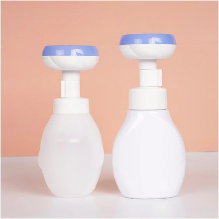 250ml/8oz Cute Cat Paw Shape Hand Liquid Soap Bottle HDPE Plastic with Flower Bubble Foaming Pump Handwash Soap Foam Bottle