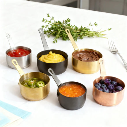 Dipping Bowl Cup Spoon Pepper Sauce Bowl Utensil Tableware Kitchen Mini Melting Tool Stainless Steel Gravy Sauce Cup with Handle