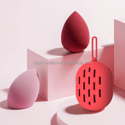 Integrated Makeup Sponge Travel Case Silicone Washable Reusable Makeup Sponge Holder Blender Holder Makeup Sponge