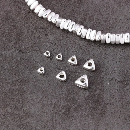 Diy Solid 925 Sterling Silver Triangle Spacer Beads Geometric Bracelet Accessories Wholesale