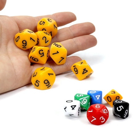 Hot Sale 5 Colors of D10 Polyhedral Dice Set 28g Bulk Environmentally Friendly Acrylic From Manufacture for Family Gaming