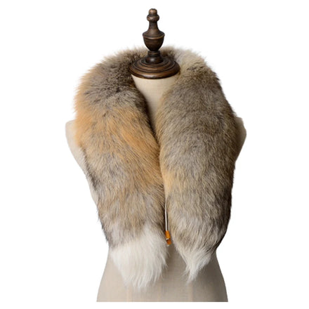 Real Fox Tail Scarf Fashionable Winter Warm Women Shawl Custom Size Long Scarf for Women