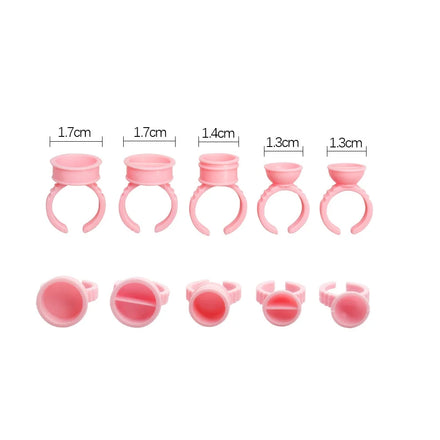347# Disposable Pink Plastic Tattoo Pigment Ring Ink Cups Holder Tools Eyelash Extension Glue Rings