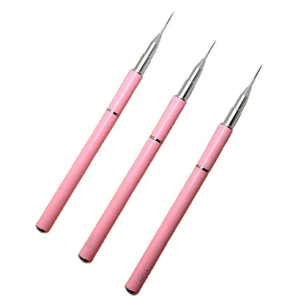 Hot Sale Pink Metal Handle Imported Nylon Hair Thinnest Different Length Liner Nail Art Liner Brush for Nail Art Design