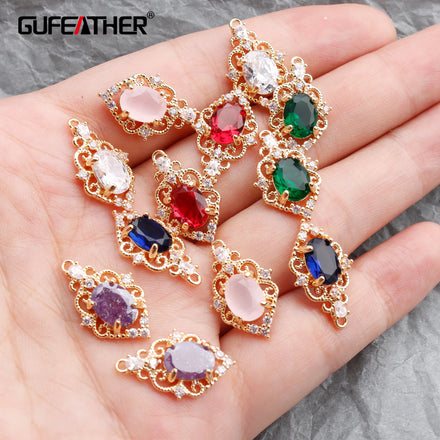 M767 10pcs/lot 18K Gold Plated Metal Zircon Pendant and DIY Earring Nickel Free Jewelry Accessories Pass REACH