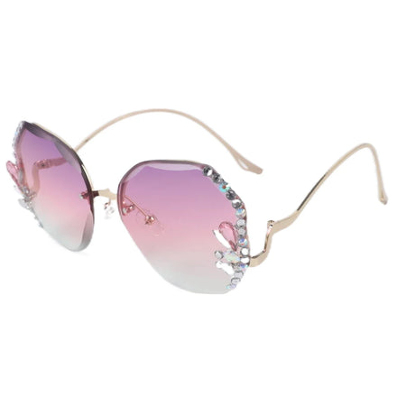 2022 New Fashion Square Unisex Metal Frameless UV400 Sunglasses European American Trend Diamond Cut Edge