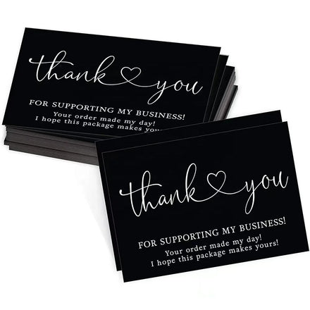 50pcs/bag Wholesale Black Writable Thank You Cards for Support My Small Business Greeting Gift Box Wedding Decoration