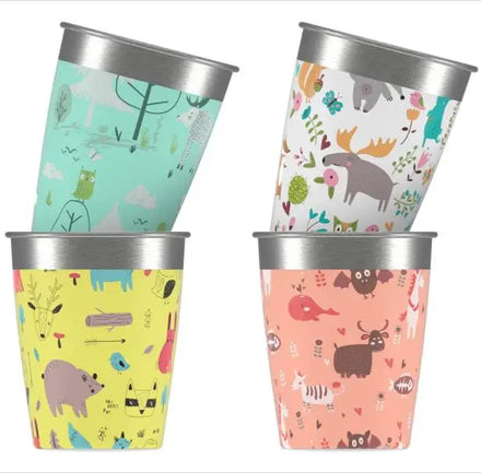 Kids Toddler Straw Cups 12oz Spill Proof Kids Tumblers with Straws and Lids Stainless Steel Smoothie Sippy Cups for Babies