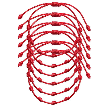 Handmade 7 Knots Red String Bracelet for Lover Protection Lucky Amulet and Friendship Braid Rope Wristband Jewelry Gift