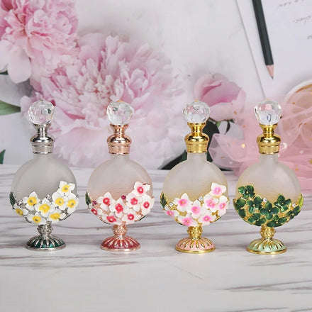 10ml Flowers Metal Perfume Bottle Essential Oil Refillable Fancy Attar Bottles Container Gift Home Decoration Party Favors10212