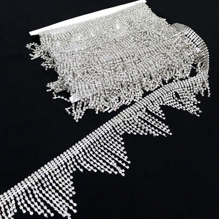 D028 10yards Sew-On 3A Grade Rhinestone Claw Chain Tassel Chain for Body Chain Dress Decoration