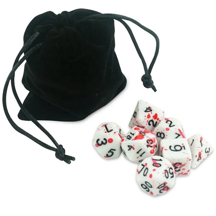Professional Custom Dnd 7pcs Polyhedral Dice Set 28g Rpg Black and Red Polyhedral Dots with Black Velvet Bag for Funny Game